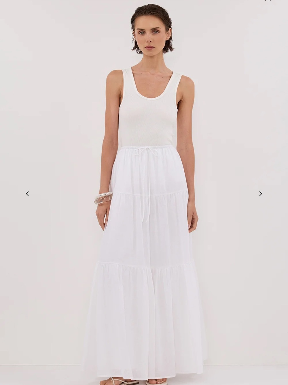DISSH White Tiered Maxi Skirt